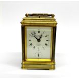 A Charles Frodsham French gilt brass alarm carriage clock with repeat, H. 16cm.