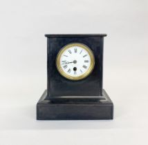 A French marble mantel clock, H. 22.5cm W. 20cm.