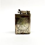 An early 20th C handmade white metal lighter (probably Egyptian) inset with an Austrian 1780