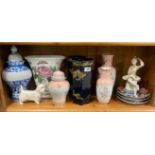 A group of mixed porcelain items, tallest H. 25cm.