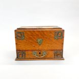 A brass mounted oak stationery box c.1900, H. 20 x 31 x 20cm.