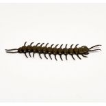 A Japanese articulated bronze centipede, L. 15cm.