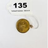 A 1901 German 10 mark gold coin in a 9ct gold pendant mount.