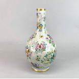 A Chinoiserie design European pottery vase decorated in Canton style with butterflies, H. 39cm.