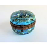 Antique Moser Glass Miniature Pill Box -A beautiful Moser hand painted and enamelled hingled lid