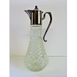 Vintage Silver Plate Claret Jug. A fine quality cut glass claret jug with silver plate spout and