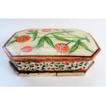 Antique Marquetry Box. An antique wood box with all over Marquetry bone inlay. Measure 12cm lond 3cm