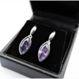 Sterling Silver 2ct Amethyst Earrings . A lovely pair of sterling silver earrings for pierced ears