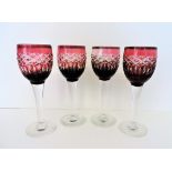 Art Deco French Cut Crystal Wine Glasses Set of 4. Circa 1930's a beautiful set of 4 french hand cut