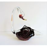 Vintage Murano Sommerso Glass Swan. A lovely Murano Sommerso swan 20cm high & 20cm wide deep red