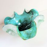 Murano Freeform Glass Centrepiece Bowl. A fabulous Murano biomorphic freeform glass bowl with gold