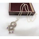 Sterling Silver Pink Topaz Pendant Necklace. A pretty 16 inch sterling silver necklace set with