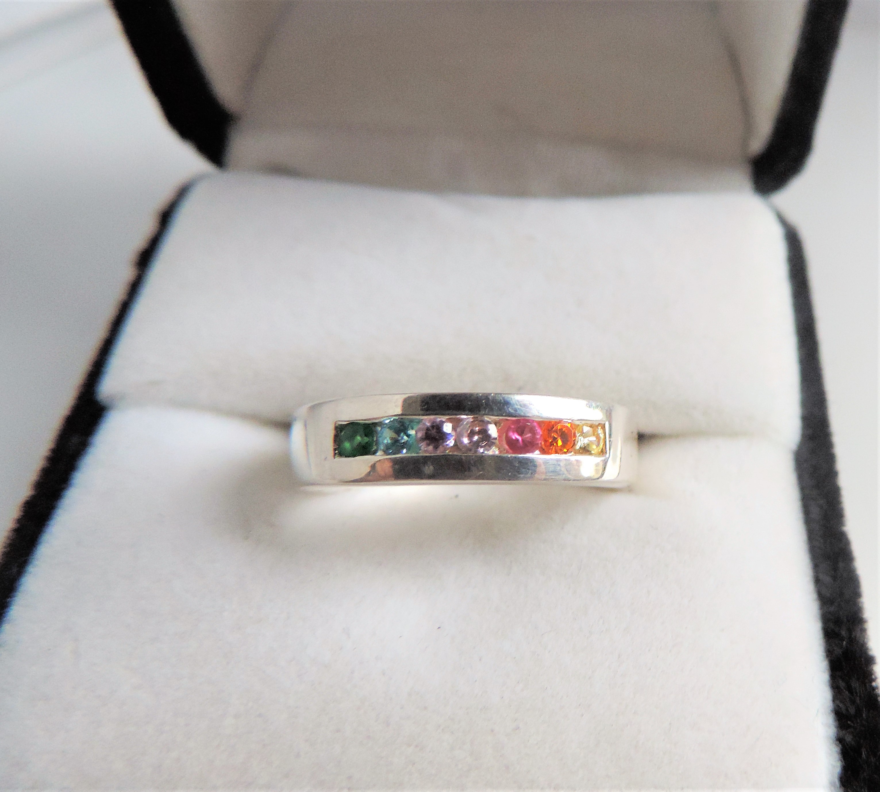 Sterling Silver Tutti Frutti Gemstone Ring New with Gift Pouch. A lovely ring set with 7 multi