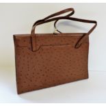 Vintage Hamilton Ostrich Leather Handbag. A fine quality Ostrich leather handbag with suede lining
