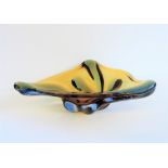 Murano Sommerso Galliano Ferro Bullicante Glass Bowl. A fabulous blue, gold and clear sommerso glass