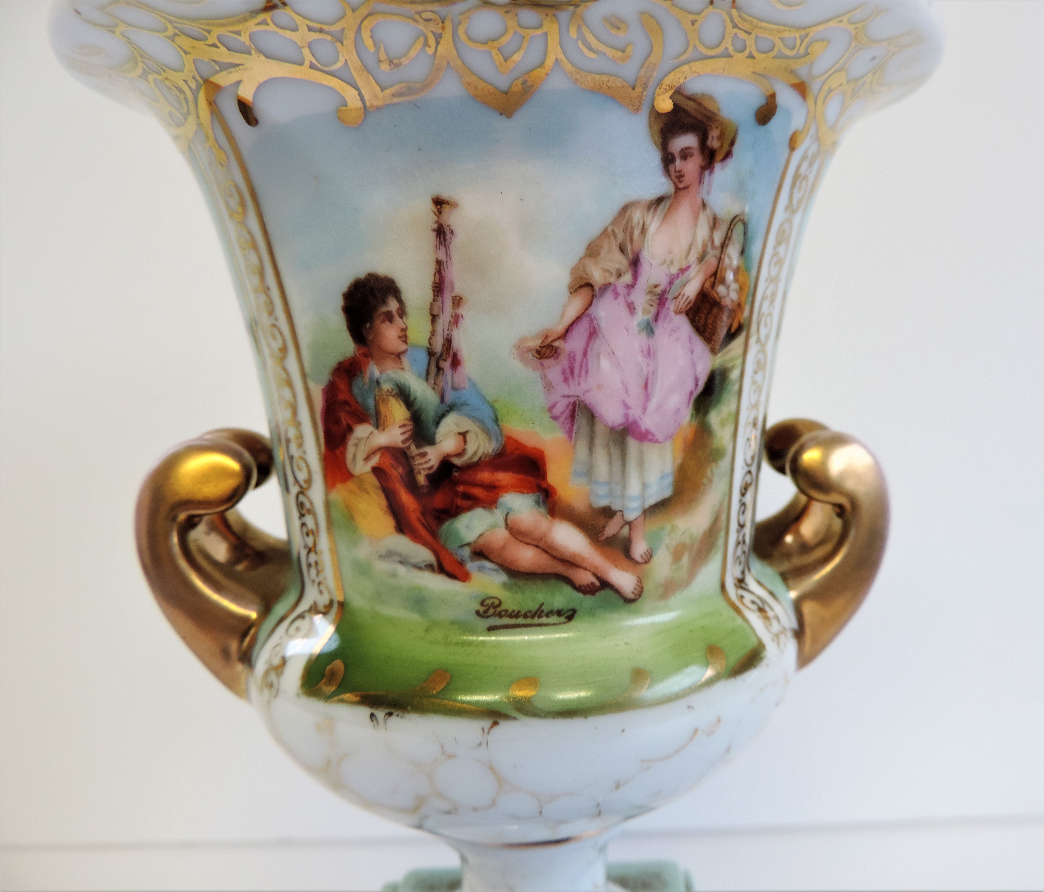 Antique Vincennes French Porcelain Vase/Urn Signed Boucher Hand Painted & Gilded.A fine quality - Image 4 of 9