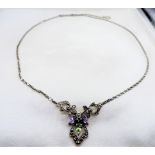 Vintage Sterling Silver Amethyst & Peridot Necklace. A pretty necklace 16 inches in length set