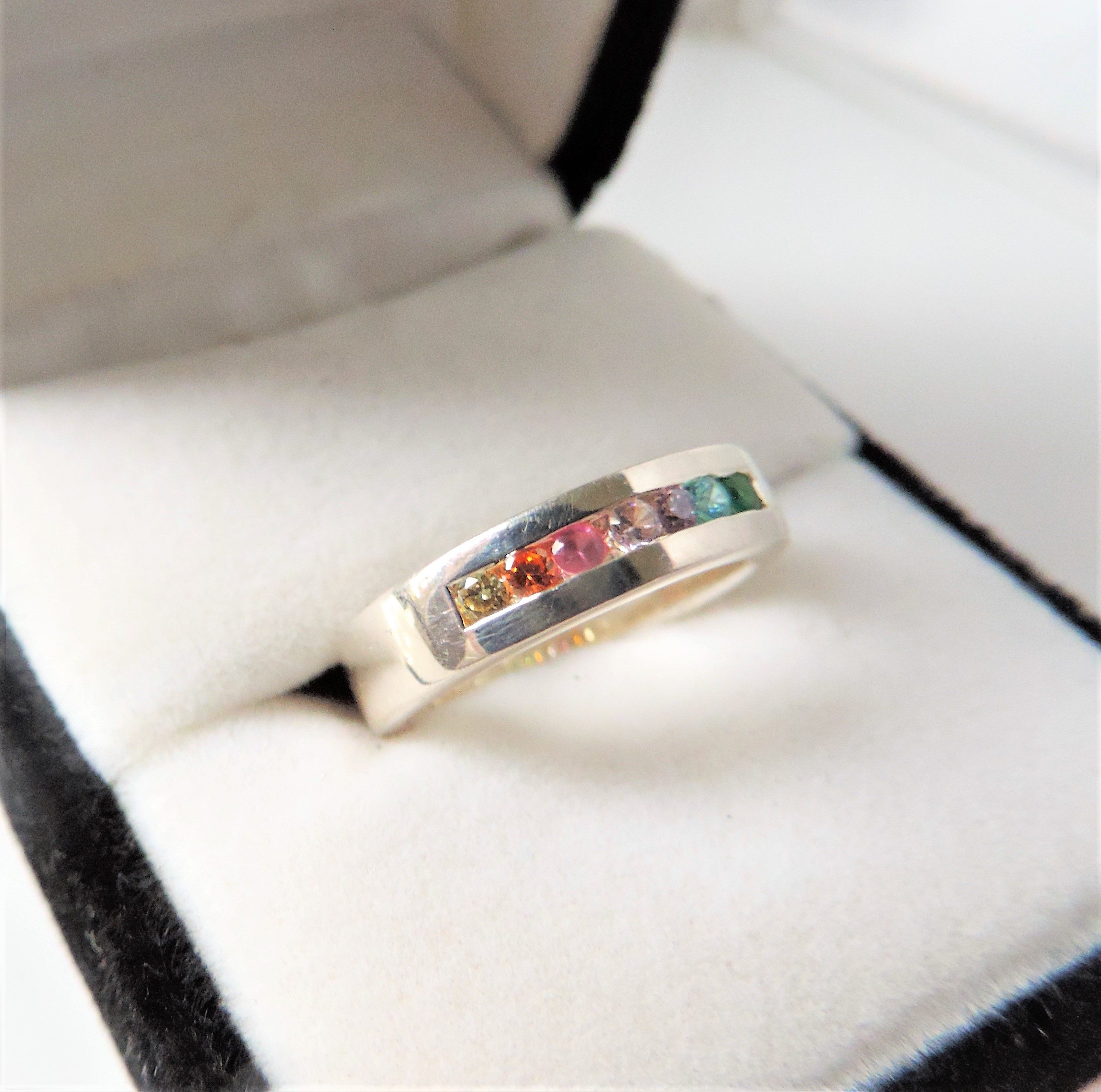 Sterling Silver Tutti Frutti Gemstone Ring New with Gift Pouch. A lovely ring set with 7 multi - Image 3 of 3