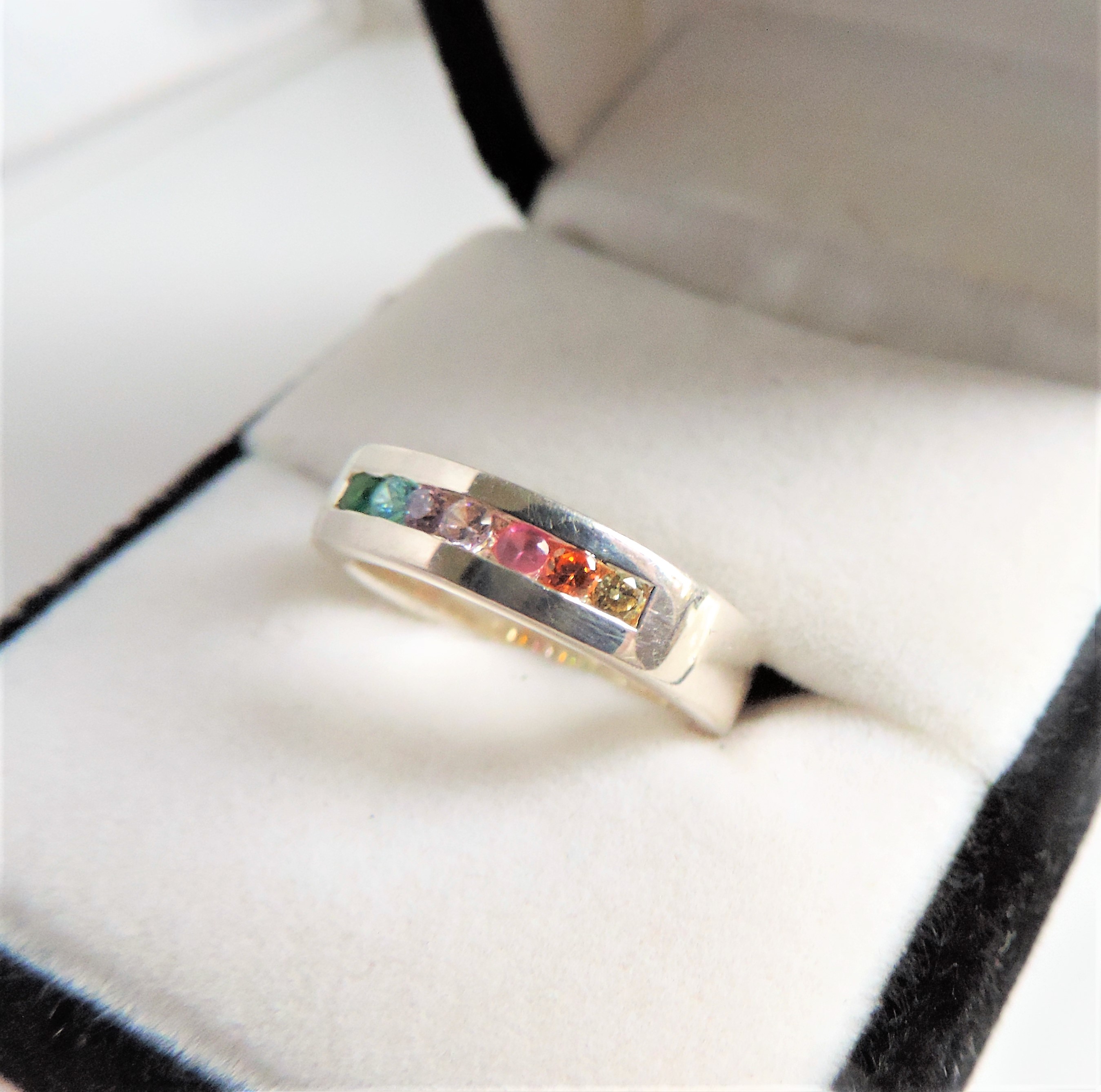 Sterling Silver Tutti Frutti Gemstone Ring New with Gift Pouch. A lovely ring set with 7 multi - Image 2 of 3