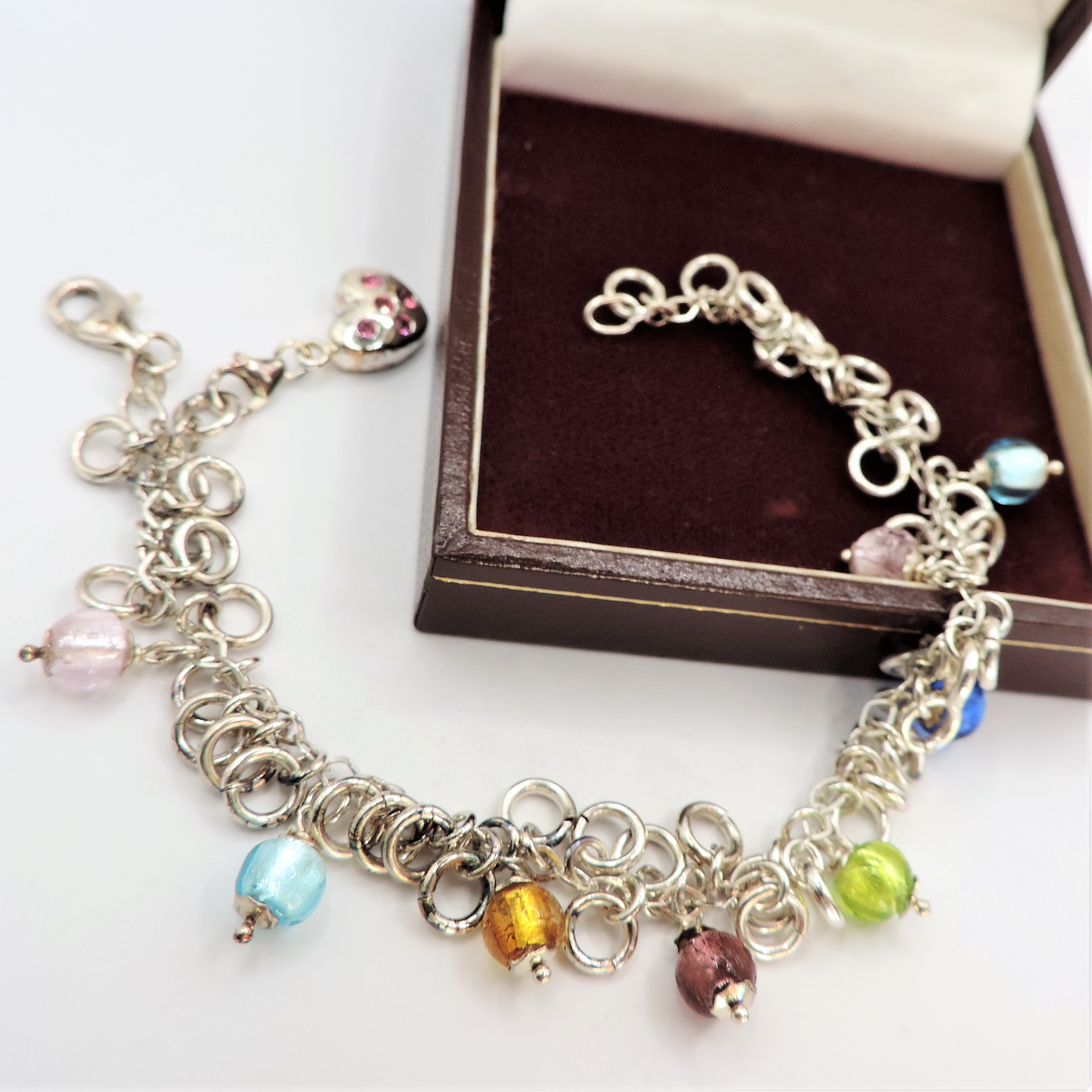 Sterling Silver Multi Bead Gemstone Charm Bracelet. A pretty sterling silver bracelet with multi - Image 3 of 3