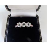 Sterling Silver Pink and White Topaz Ring New with Gift Pouch. A Pretty sterling silver ring set