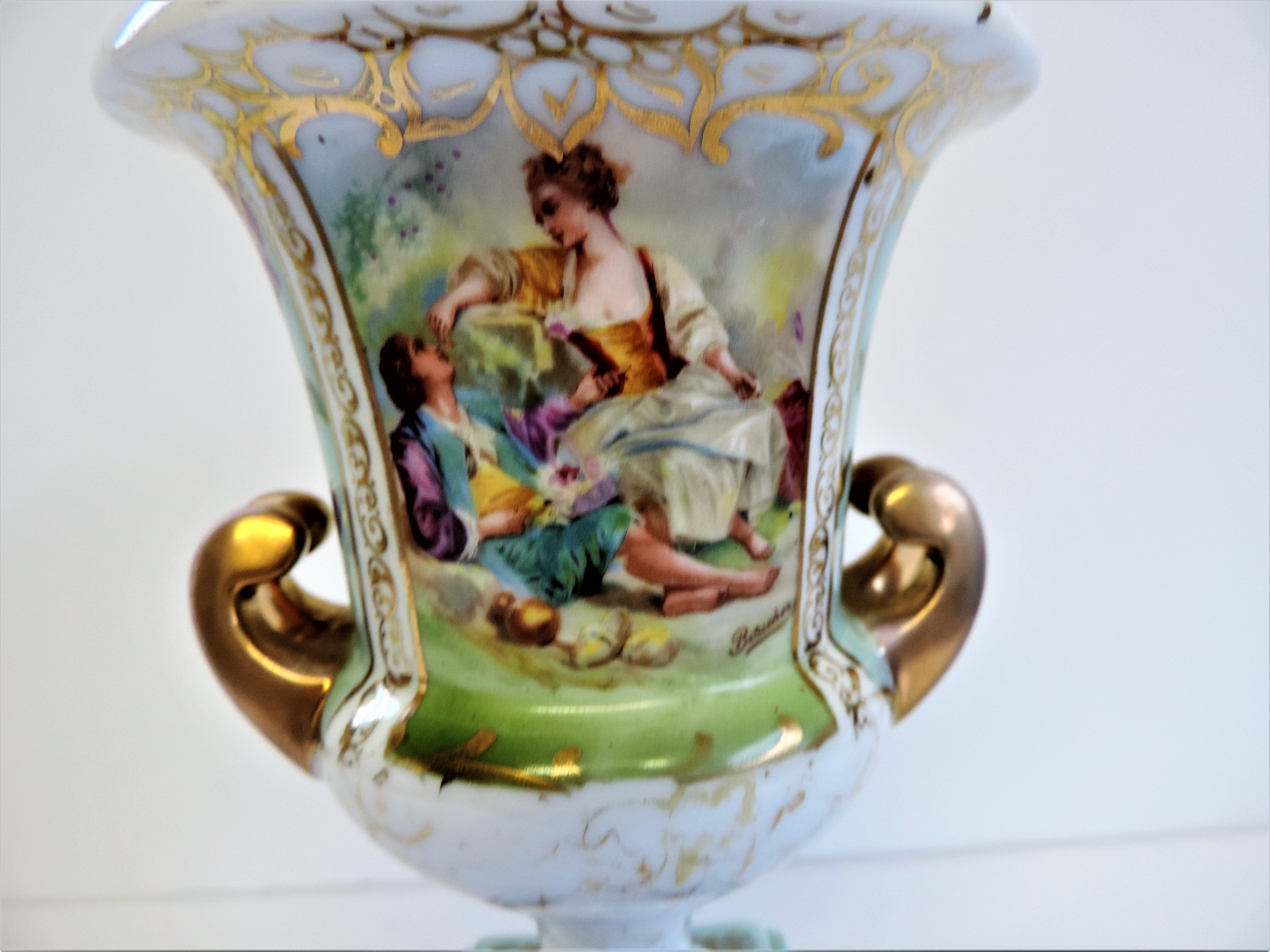 Antique Vincennes French Porcelain Vase/Urn Signed Boucher Hand Painted & Gilded.A fine quality - Image 6 of 9