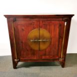 An oriental stained hardwood sideboard/ cabinet, 90 x 87 x 45cm.