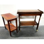 A two tier games table drinks trolley together with a small side table, games table 72 x 72 x 36cm.