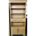 A modern light oak style dresser/ kitchen cabinet, 195 x 84 x 38cm.