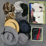 A collection of hats, fans and other accessories.