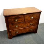 A 19th C walnut and burr walnut veneered chest of drawers, 105 x 80 x 50cm.