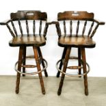 A pair of heavy quality beechwood bar stools.