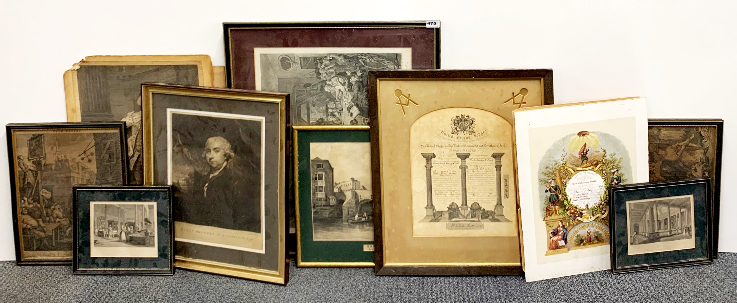 A quantity of engravings and other prints, largest 61 x 72cm.