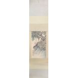 A scroll mounted Chinese ink and watercolour on paper depicting a country view, understood to be