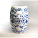 A Chinese hand painted porcelain garden stool, H. 47cm.