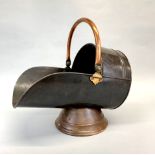 An antique copper coal scuttle, L. 48cm.