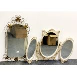 A three way dressing mirror and a 1970's gilt framed mirror, largest 80cm.