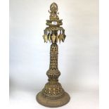 A 19th century Indian gilt bronze Ganesh offering stand, H. 83cm.