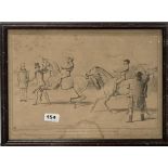 A mid 19th century framed engraving of the start of the great Westminster trial stakes, published c.