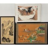 A group of three mid 20th century framed Chinese prints, largest frame size 61 x 92cm.