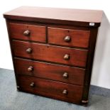 A 20th C stained hardwood chest of drawers, 105 x 98 x 45cm.