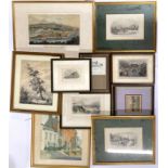 A quantity of good antique framed prints, largest 35 x 49cm.