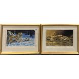 A pair of pencil signed limited edition 1153/4950 and 566/4950 prints of lions and tigers after
