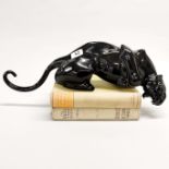 A superb Cartier style signed Studio glass figure of a panther, L. 50cm.