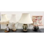 Four good table lamps and shades.