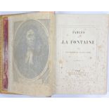 A leatherbound edition of Fables De La Fontaine avec les dessins de gustave dore (1868).