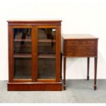 A 20th Century inlaid two shelf mahogany display cabinet, together with a five drawer mahogany