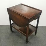 A Tyne Lodge single drawer, drop leaf oak tea trolley, 100 x 70 x 61cm.