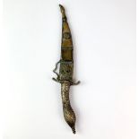 A white metal mounted Eastern dagger, L. 33cm.