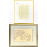 A framed limited edition 184/200 lithograph of two hippos by K. Trower, 60 x 50cm. Together with a